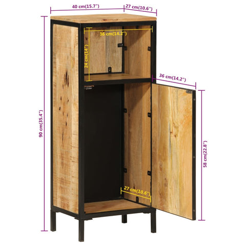 vidaXL Bathroom Cabinet 40x27x90 cm Solid Wood Mango and Iron