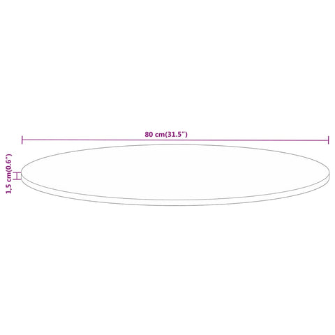 vidaXL Table Top Ø 80x1.5 cm Round Solid Wood Rough Mango