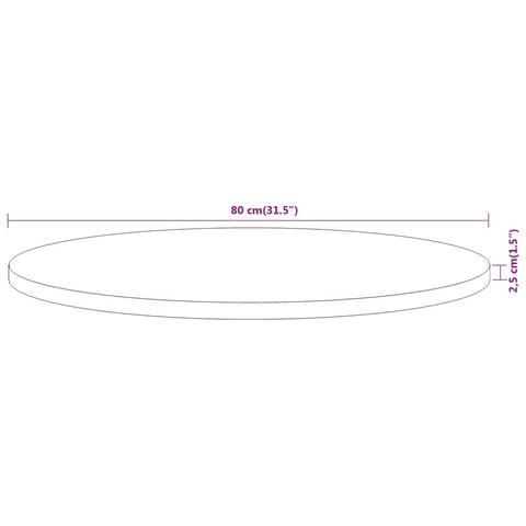 vidaXL Table Top Ø80x2.5 cm Round Solid Wood Acacia