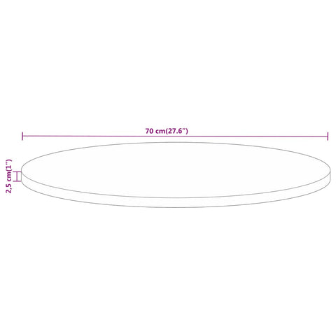 vidaXL Table Top Ø 70x2.5 cm Round Solid Wood Mango