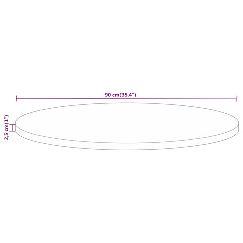 vidaXL Table Top Ø 90x2.5 cm Round Solid Wood Mango