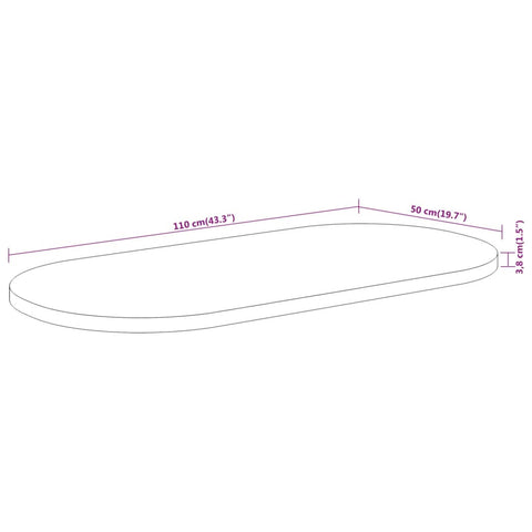 vidaXL Table Top 110x50x3.8 cm Oval Solid Wood Acacia
