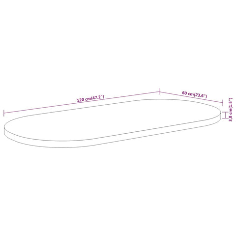 vidaXL Table Top 120x60x3.8 cm Oval Solid Wood Acacia