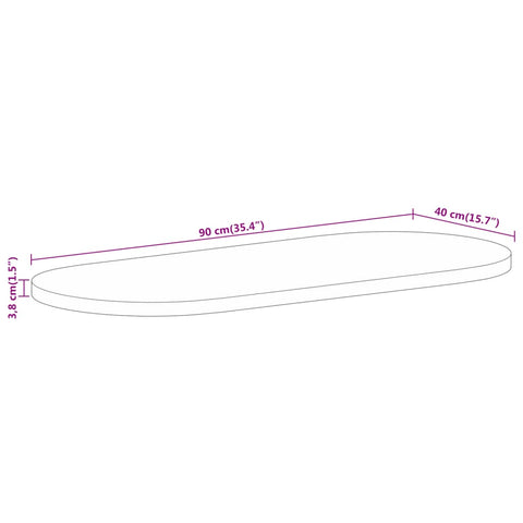 vidaXL Table Top 90x40x3.8 cm Oval Solid Wood Mango
