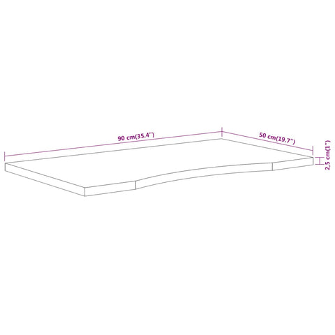 vidaXL Desk Top 90x50x2.5 cm Rectangular Solid Wood Acacia