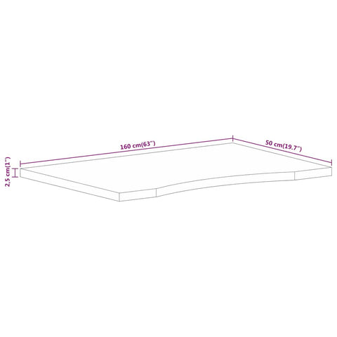 vidaXL Desk Top with Curve 160x50x2.5 cm Solid Wood Rough Mango