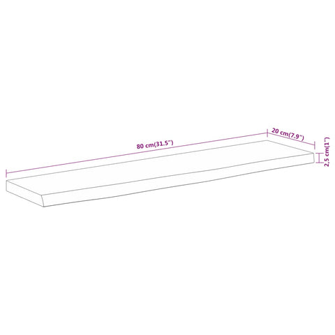 vidaXL Wall Shelf 80x20x2.5 cm Rectangular Solid Wood Acacia Live Edge