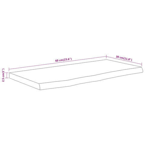 vidaXL Wall Shelf 60x30x2.5 cm Rectangular Solid Wood Acacia Live Edge