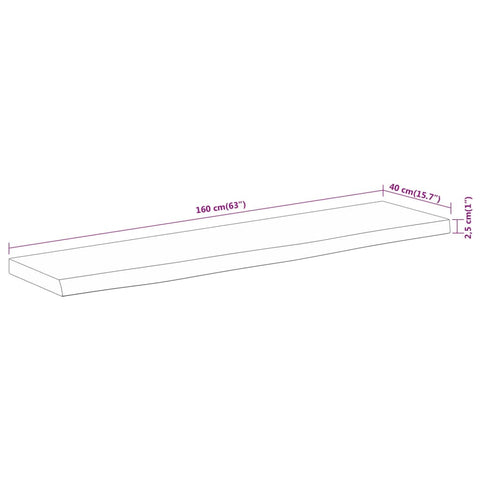 vidaXL Table Top 160x40x2.5 cm Rectangular Solid Wood Acacia Live Edge