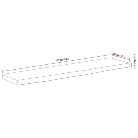 vidaXL Wall Shelf 80x20x3.8 cm Rectangular Solid Wood Acacia Live Edge