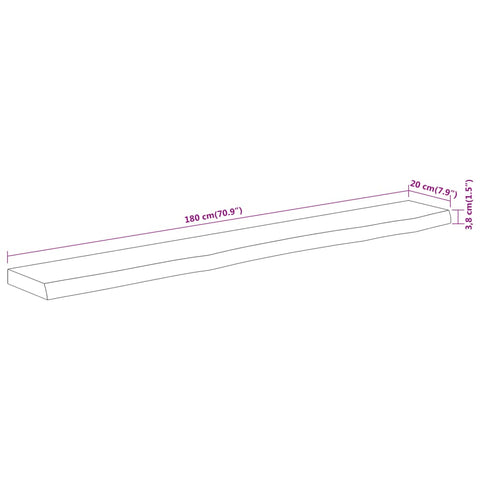 vidaXL Wall Shelf 180x20x3.8 cm Rectangular Solid Wood Acacia Live Edge