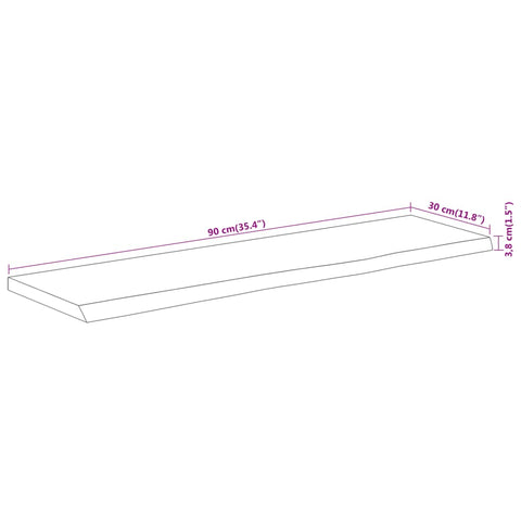 vidaXL Wall Shelf 90x30x3.8 cm Rectangular Solid Wood Acacia Live Edge
