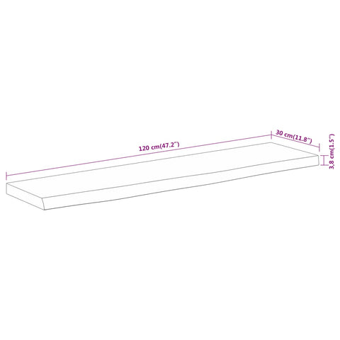 vidaXL Wall Shelf 120x30x3.8 cm Rectangular Solid Wood Acacia Live Edge