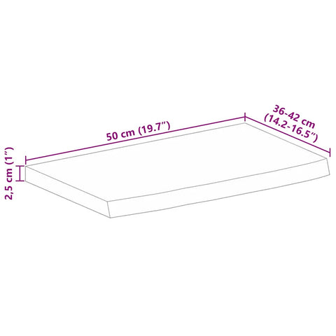 vidaXL Table Top 50x40x2.5 cm Live Edge Solid Wood Rough Mango
