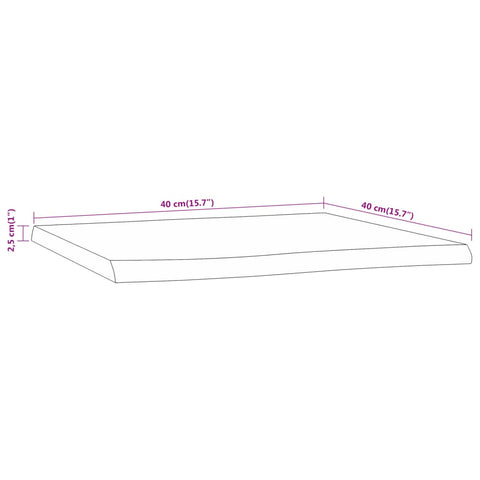 vidaXL Table Top 40x40x2.5 cm Rectangular Solid Wood Acacia Live Edge