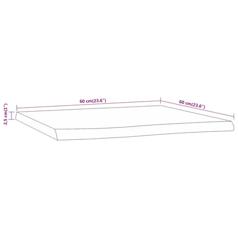 vidaXL Table Top 60x60x2.5 cm Square Solid Wood Acacia Live Edge
