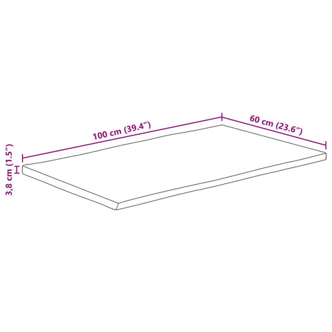 vidaXL Table Top 100x60x3.8 cm Rectangular Solid Wood Acacia Live Edge