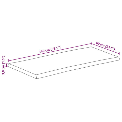 vidaXL Table Top Live Edge 140x60x3.8 cm Solid Wood Rough Mango