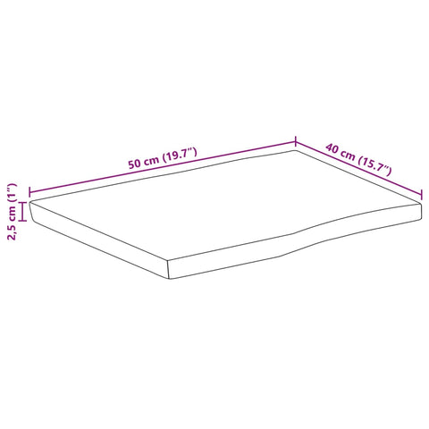 vidaXL Table Top 50x40x2.5 cm Live Edge Solid Wood Mango