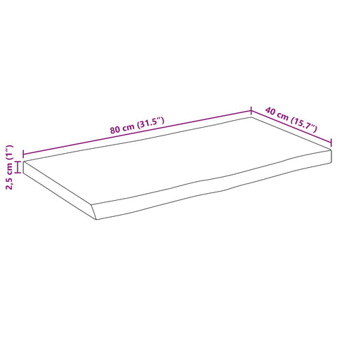 vidaXL Table Top 80x40x2.5 cm Live Edge Solid Wood Mango