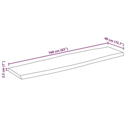 vidaXL Table Top 160x40x2.5 cm Live Edge Solid Wood Mango