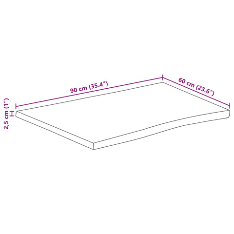 vidaXL Table Top 90x60x2.5 cm Live Edge Solid Wood Mango