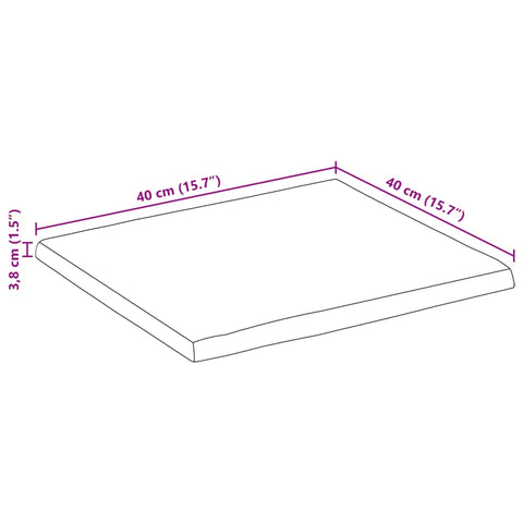 vidaXL Table Top 40x40x3.8 cm Live Edge Solid Wood Mango