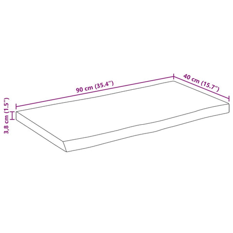 vidaXL Table Top 90x40x3.8 cm Live Edge Solid Wood Mango