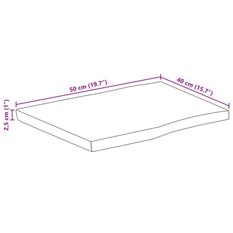 vidaXL Table Top 50x40x2.5 cm Live Edge Solid Wood Mango