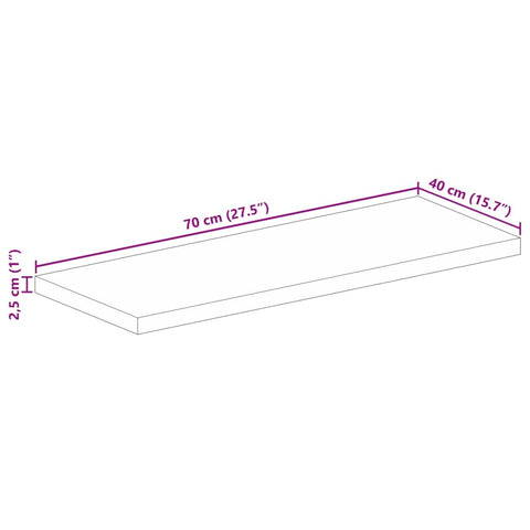 vidaXL Table Top 70x40x2.5 cm Rectangular Solid Wood Acacia
