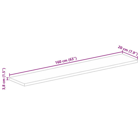 vidaXL Table Top 160x20x3.8 cm Rectangular Solid Wood Acacia
