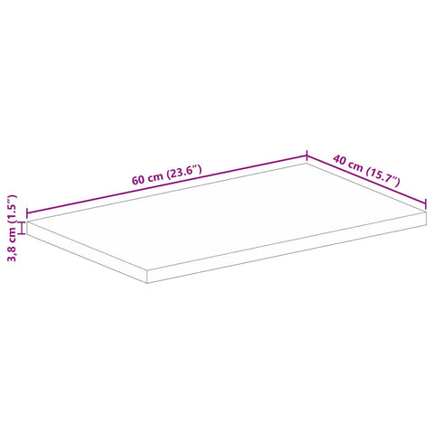 vidaXL Table Top 60x40x3.8 cm Rectangular Solid Wood Acacia