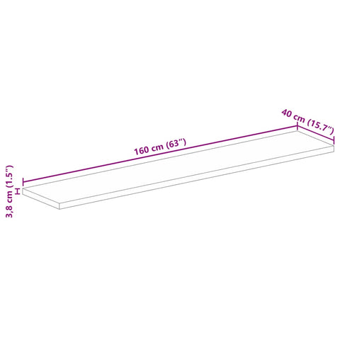 vidaXL Table Top 160x40x3.8 cm Rectangular Solid Wood Acacia