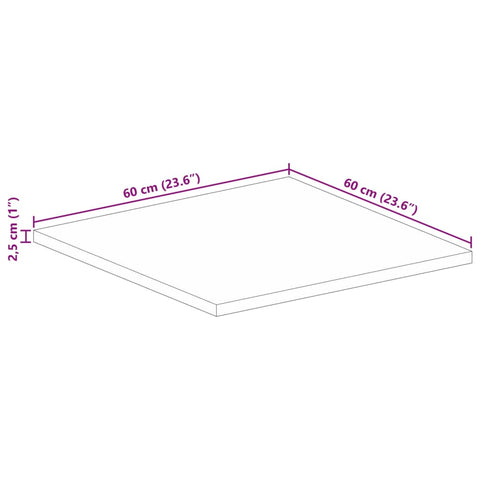 vidaXL Table Top 60x60x2.5 cm Square Solid Wood Reclaimed