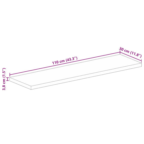 vidaXL Table Top 110x30x3.8 cm Rectangular Solid Wood Reclaimed