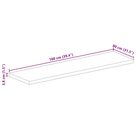 vidaXL Table Top 100x80x3.8 cm Rectangular Solid Wood Reclaimed