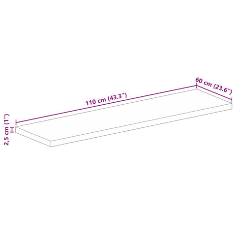 vidaXL Table Top 110x60x2.5 cm Rectangular Solid Wood Reclaimed