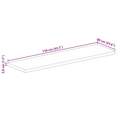 vidaXL Table Top 110x60x3.8 cm Rectangular Solid Wood Reclaimed