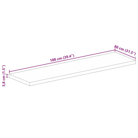 vidaXL Table Top 100x80x3.8 cm Rectangular Solid Wood Reclaimed