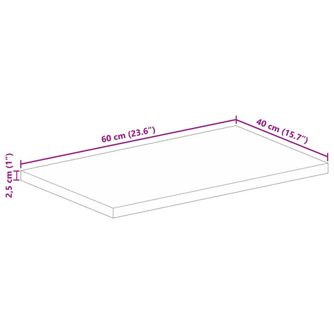 vidaXL Table Top 60x40x2.5 cm Rectangular Solid Wood Mango