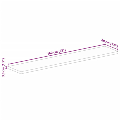 vidaXL Table Top 160x20x3.8 cm Rectangular Solid Wood Mango