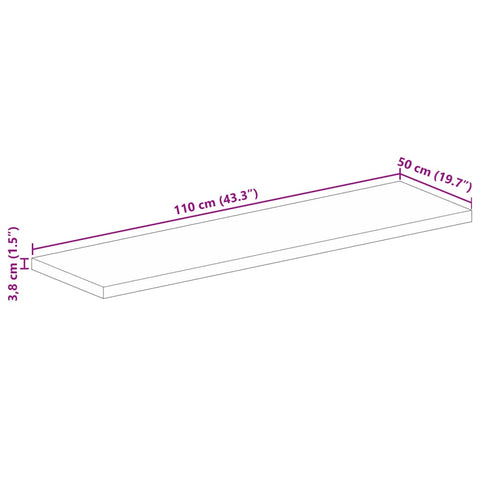 vidaXL Table Top 110x50x3.8 cm Rectangular Solid Wood Mango