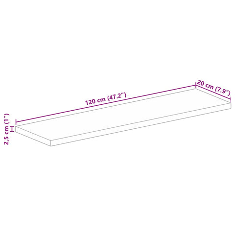 vidaXL Table Top 120x20x2.5 cm Rectangular Solid Wood Mango