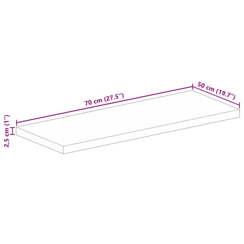vidaXL Table Top 70x50x2.5 cm Rectangular Solid Wood Mango