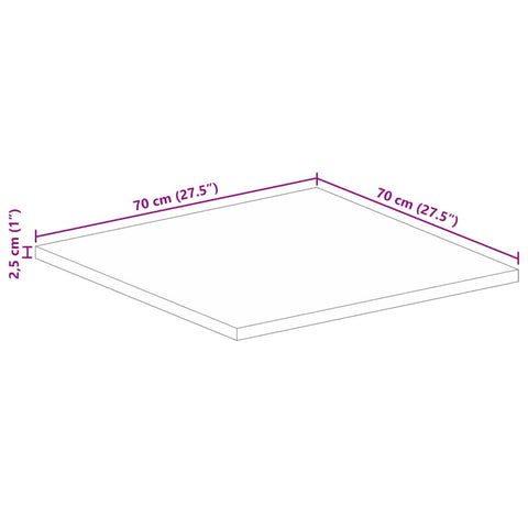 vidaXL Table Top 70x70x2.5 cm Square Solid Wood Mango