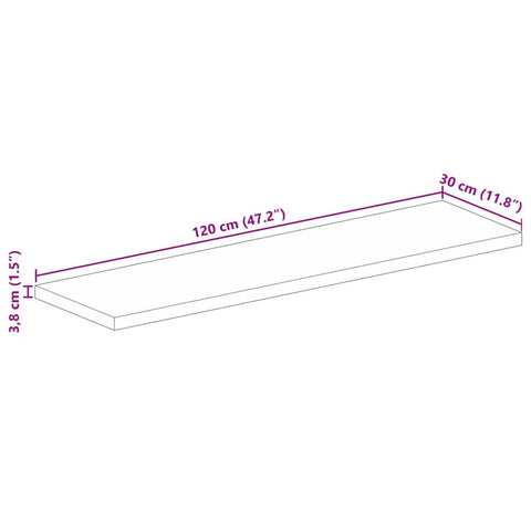 vidaXL Table Top 120x30x3.8 cm Rectangular Solid Wood Mango