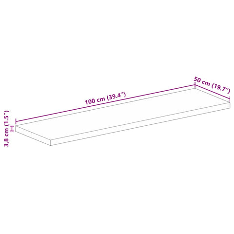 vidaXL Table Top 100x50x3.8 cm Rectangular Solid Wood Mango