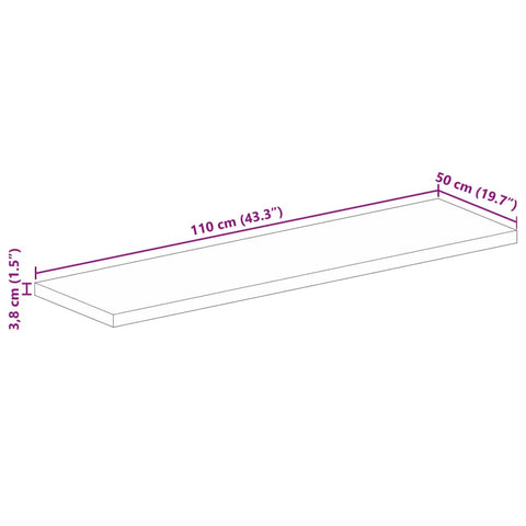 vidaXL Table Top 110x50x3.8 cm Rectangular Solid Wood Mango