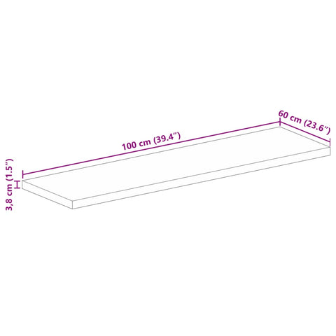 vidaXL Table Top 100x60x3.8 cm Rectangular Solid Wood Mango