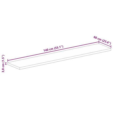 vidaXL Table Top 140x60x3.8 cm Rectangular Solid Wood Mango